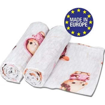 Bomimi Osuška TETRA Premium 140 g/m2, 2ks, 80x100, ZAJÍČEK-RŮŽOVÁ