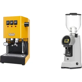 Kávovar Gaggia Classic E24, yellow + Eureka Helios 75, grey