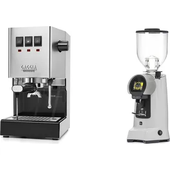 Kávovar Gaggia Classic E24, stainless steel + Eureka Helios 75, grey