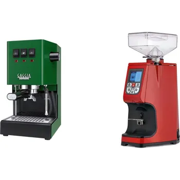 Kávovar Gaggia Classic E24 BC, green + Eureka Atom 60, ferrari red