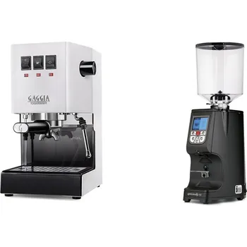 Kávovar Gaggia Classic E24, white + Eureka Atom Specialty 75, black