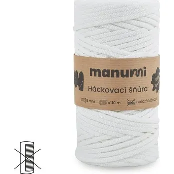 Příze Manumi háčkovací polyesterová šňůra 5 mm bílá