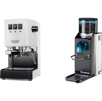 Kávovar Gaggia Classic E24 BC, white + Rancilio Rocky Doserless