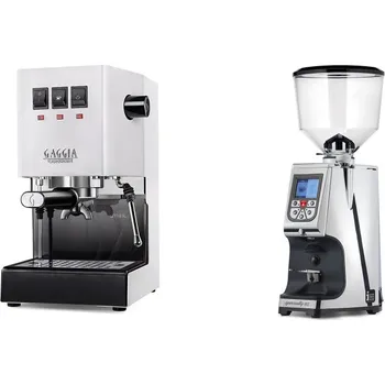 Kávovar Gaggia Classic E24 BC, white + Eureka Atom Specialty 65, chrome