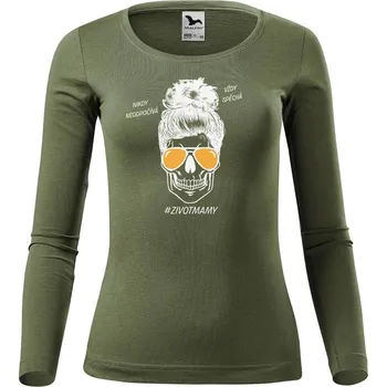 Dámské tričko DOBRÝ TRIKO Dámské triko s potiskem Život mámy Velikost: XL, Barva: Khaki