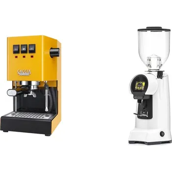 Kávovar Gaggia Classic E24, yellow + Eureka Helios 65, white