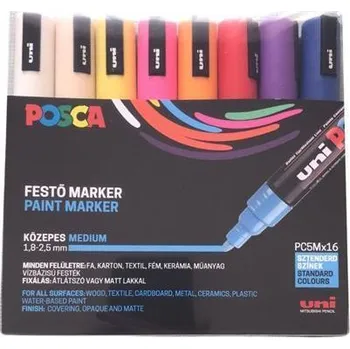 Akrylový popisovač "Posca PC-5M", sada, 16 barev, 1,8-2,5 mm, UNI 2UPC5M16DB