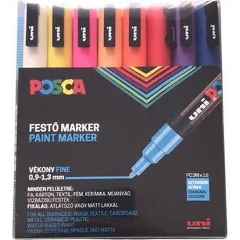Akrylový popisovač "Posca PC-3M", sada, 16 barev, 0,9-1,3 mm, UNI 2UPC3M16DB