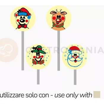 Čokoládová tyčinka Transferová forma s dekorací, 10 kusů na čokoládová lízátka, Santa, sob, medvídek a sněhulák + 200 sáčků, 200 papírových tyčinek | PAVONI, T1018SB