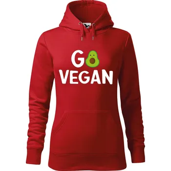 Dámská mikina DOBRÝ TRIKO Dámská mikina s potiskem Go vegan Velikost dámské mikiny: S, Barva: Červená