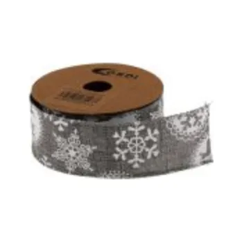 Stuha Vánoční polyjutová stuha, 4cm x 5m, AJ1604, 20 šedá s bílou