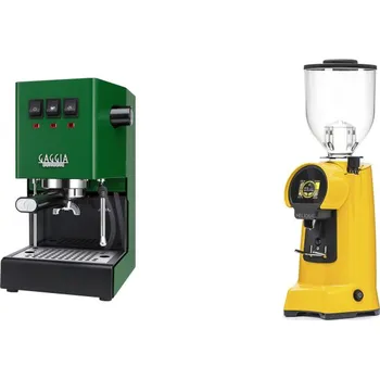 Kávovar Gaggia Classic E24, green + Eureka Helios 65, yellow