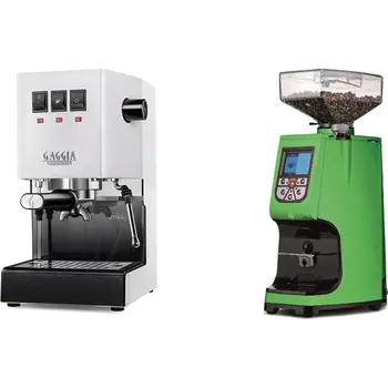 Kávovar Gaggia Classic E24, white + Eureka Atom 60, kawasaki green