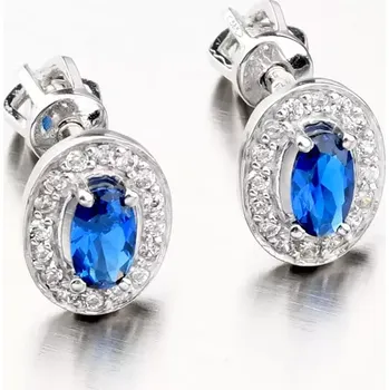 Náušnice Dámské náušnice bílé zlato 585 zirkon safír 52GZ-8049B-SAF-SR