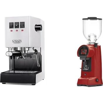 Kávovar Gaggia Classic E24, white + Eureka Helios 75, ferrari red