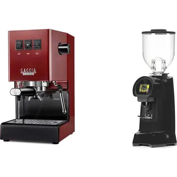 Kávovar Gaggia Classic E24, red + Eureka Helios 65, black