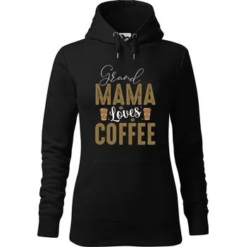 Dámská mikina DOBRÝ TRIKO Dámská mikina s potiskem Grand Mama loves COFFEE Velikost dámské mikiny: 2XL, Barva: Černá