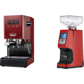 Kávovar Gaggia Classic E24, red + Eureka Atom 60, ferrari red