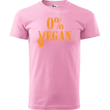 Pánské tričko DOBRÝ TRIKO Pánské tričko s potiskem 0% VEGAN oranžový potisk Velikost: M, Barva: Růžová