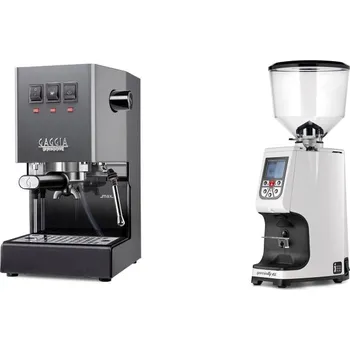 Kávovar Gaggia Classic E24, grey + Eureka Atom Specialty 65, white