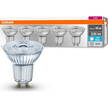 Žárovka OSRAM Sada 5x LED žárovka GU10, PAR16, 2,6W, 230lm, 4000K, neutrální bílá