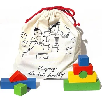 Dřevěná hračka Hugovy dřevěné kostky barevné