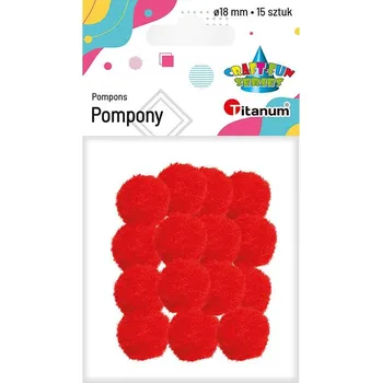 Titanum Bambulky, pompony, ČERVENÉ, 18mm, 15ks/bal.