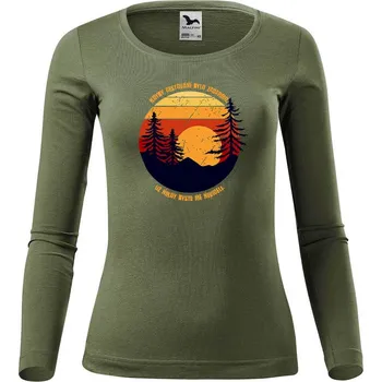 DOBRÝ TRIKO Dámské bavlněné triko Cestování Velikost: M, Barva: Khaki