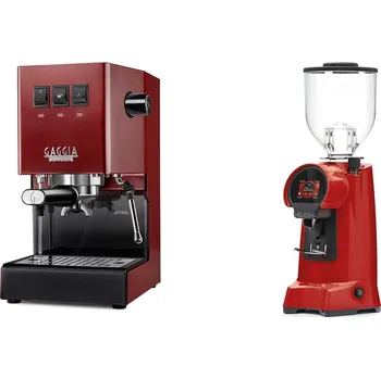 Kávovar Gaggia Classic E24 BC, red + Eureka Helios 65, ferrari red