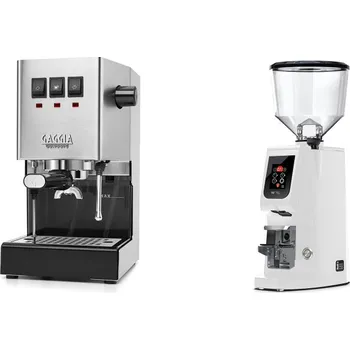 Kávovar Gaggia Classic E24 BC, stainless steel + Eureka Atom W 75, white