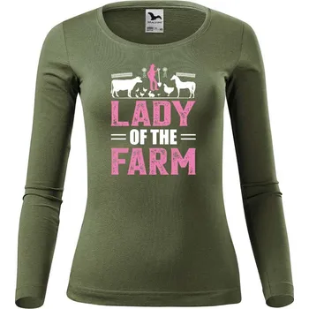 DOBRÝ TRIKO Dámské bavlněné triko Lady of the farm Velikost: XL, Barva: Khaki