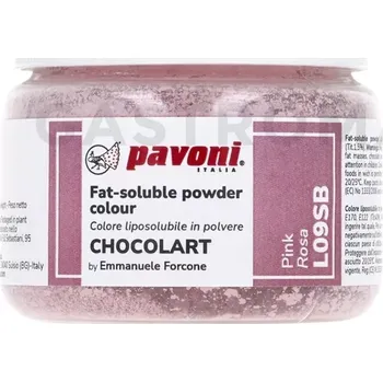 Potravinářské barvivo Barvicí prášek na bázi kakaového másla růžový 40 g | PAVONI, L09SB