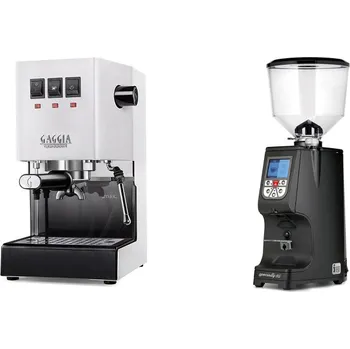 Kávovar Gaggia Classic E24 BC, white + Eureka Atom Specialty 65, black