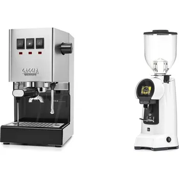 Kávovar Gaggia Classic E24, stainless steel + Eureka Helios 75, white