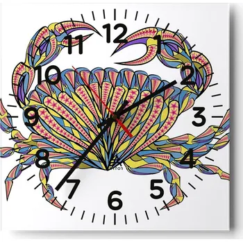 Hodiny Nástěnné hodiny do obýváku 40x40 Krab Bezhlučné hodiny na skle Stylové Tiché