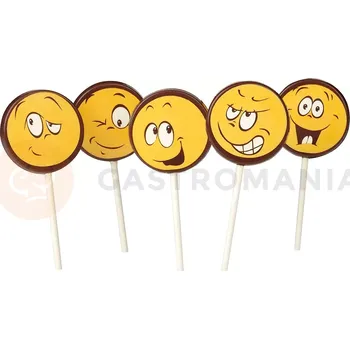 Čokoládová tyčinka Transferová forma s dekorací, 10 kusů na čokoládová lízátka, emotikony + 200 sáčků, 200 papírových tyčinek | PAVONI, T114SB