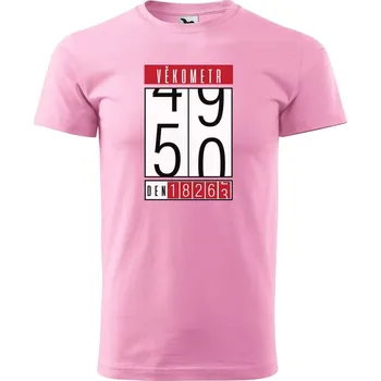 Pánské tričko DOBRÝ TRIKO Pánské tričko s potiskem Věkometr 50 Velikost: L, Barva: Růžová