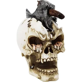 Karnevalový kostým MystiCalls Dekorativní soška lebka se sekerou v hlavě 9cm