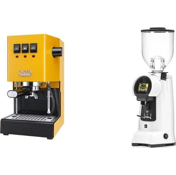 Kávovar Gaggia Classic E24 BC, yellow + Eureka Helios 75, white