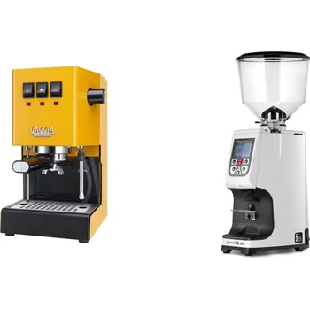 Kávovar Gaggia Classic E24 BC, yellow + Eureka Atom Specialty 65, white