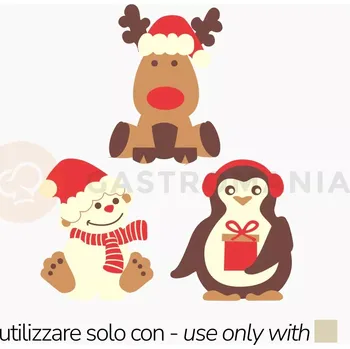 Čokoládová tyčinka Transferová forma s dekorem, 10 ks, sob, medvídek, tučňák | PAVONI, T1009SB