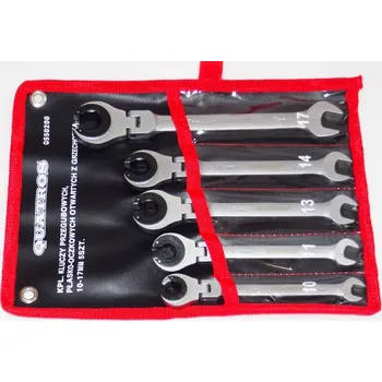 Klíč Očkoploché kloubové klíče s ráčnou na převlečné matice, 10 - 17 mm, 5 ks - QUATROS QS50200