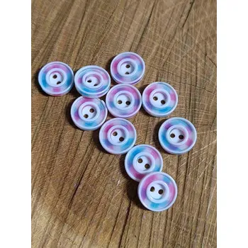 Knoflík Knoflík plastový dvoudírkový bílo růžovo modrý