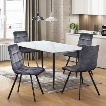 Jídelní stůl Jídelní stůl ADRIA 130x70 + 4 židle BERGEN šedý samet