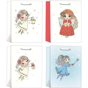 Dárková taška Taška dárková Andělky s glitrem L+ 30 x 42 x 12 cm