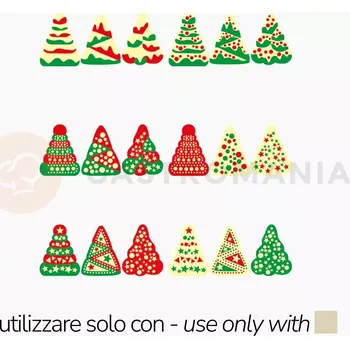 Čokoládová tyčinka Transferová forma s dekorací, 10 ks, vánoční stromky se vzory | PAVONI, T1013SB