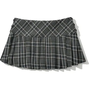 Dámská sukně Kostkovaná mini sukně Barva: Šedá, Velikost: M