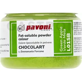 Potravinářské barvivo Práškové barvivo na bázi kakaového másla zelené jablko 40 g | PAVONI, L01SB