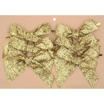 Stuha Mašle zlatá třpytivá 10 cm, 6 ks 5920