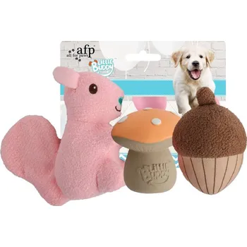 Hračka pro psa Hračka AFP plyš/latex - Little Buddy Veverka s oříškem (3ks) 14cm